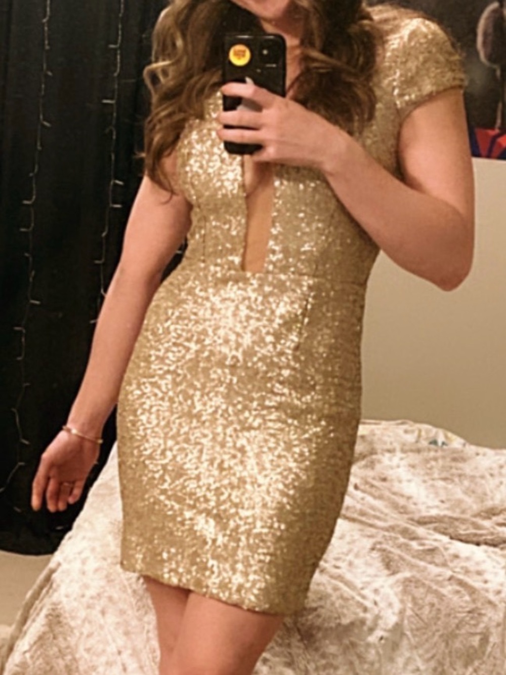 Dress the Population Gold Sequin Mini Dress